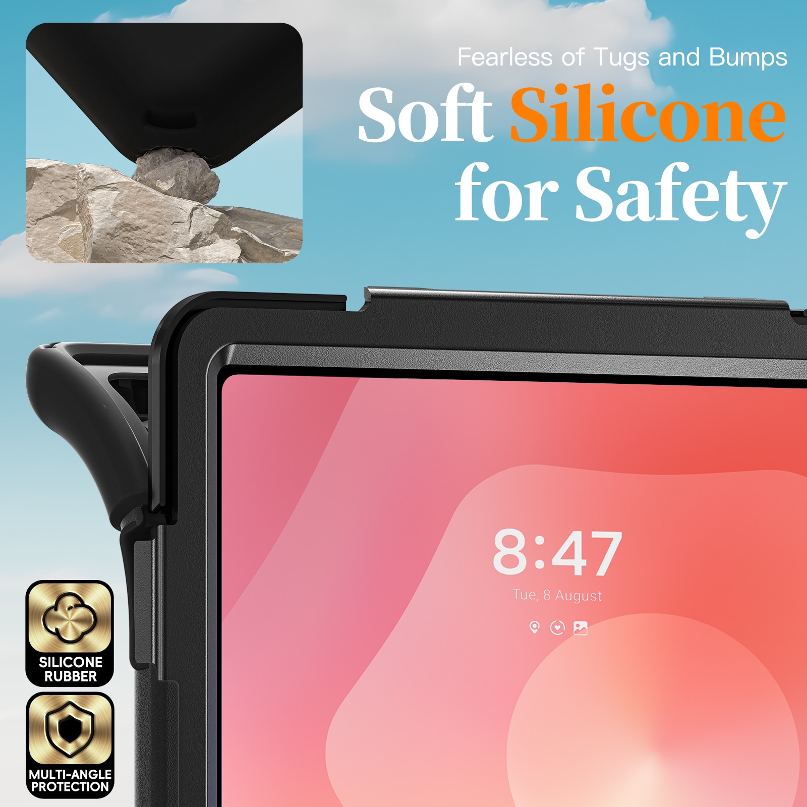 Samsung Galaxy Tab S11 Ultra Shockproof Hybrid Case w. Shoulder Strap Black