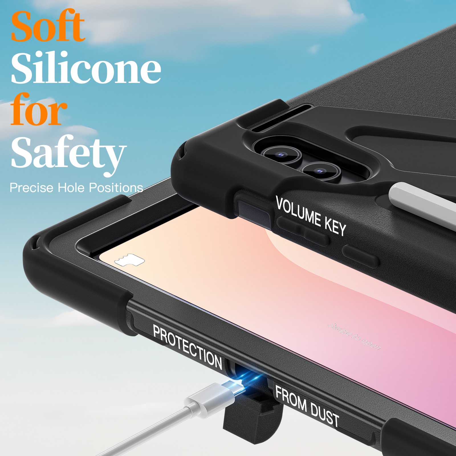 Samsung Galaxy Tab S11 Ultra Shockproof Hybrid Case w. Shoulder Strap Black