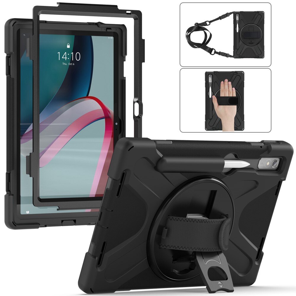 Lenovo Tab P11 Pro (2nd gen) Shockproof Hybrid Case w. Shoulder Strap Black