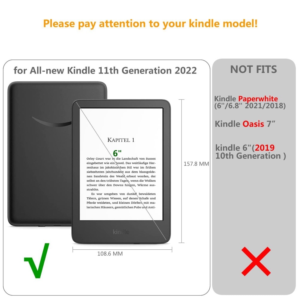 Book Cover Hand Strap Amazon Kindle 11th gen (2022) Black