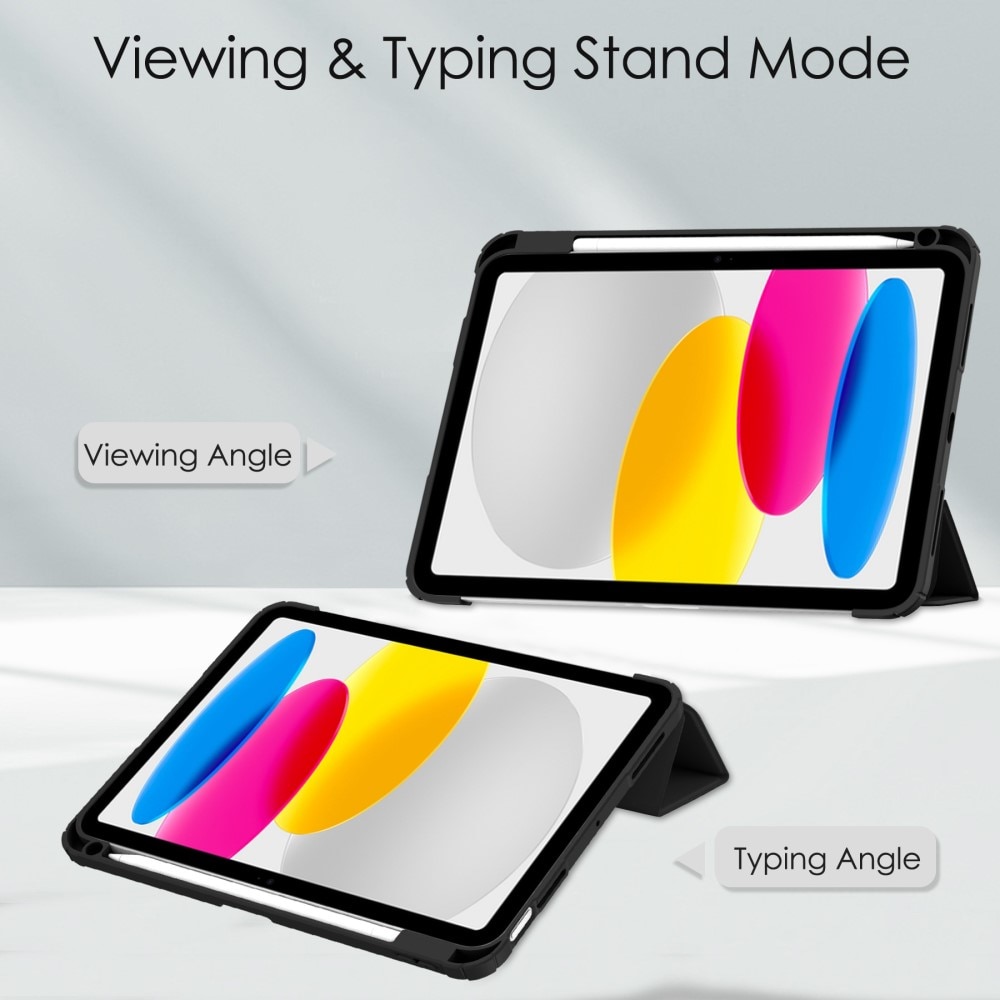 iPad 10.9 10th Gen (2022) Tri-Fold Cover w. Pen-holder Black/Transparent