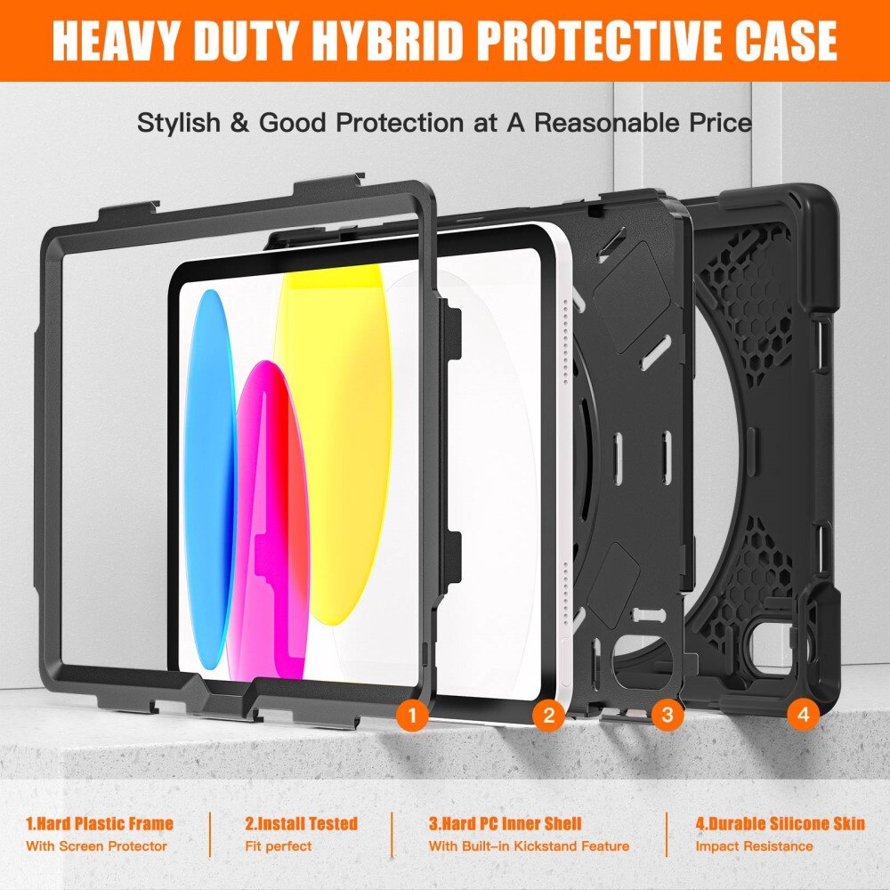 iPad 10.9 10th Gen (2022) Shockproof Hybrid Case Black