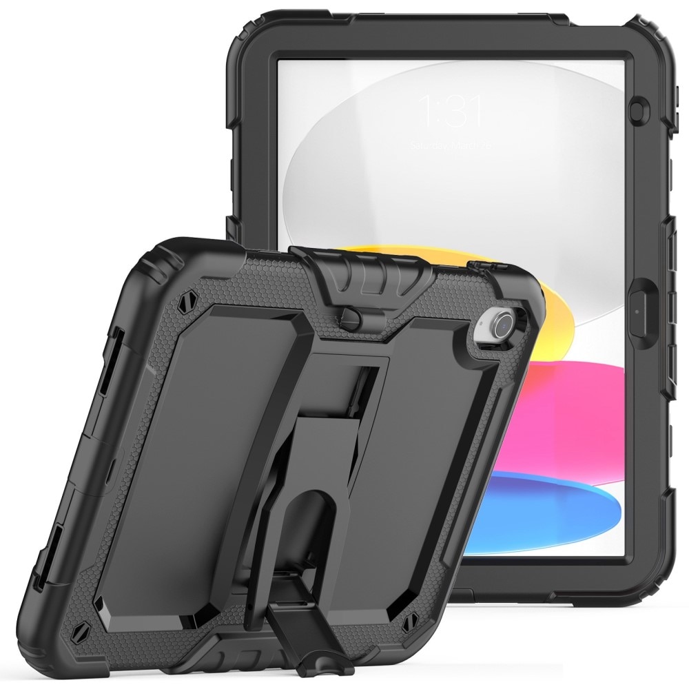 iPad 10.9 10th Gen (2022) Full Cover Rugged Kickstand Case Black