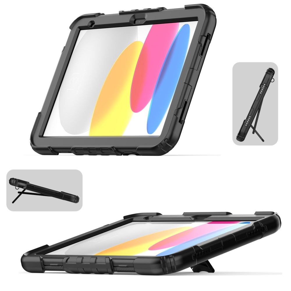 iPad 10.9 10th Gen (2022) Full Cover Rugged Kickstand Case Black