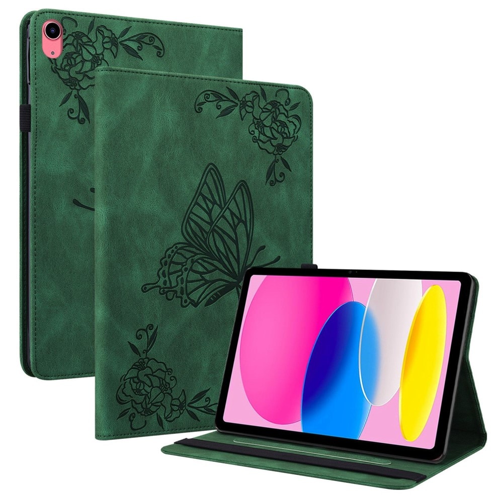 iPad 10.9 2022 (10th gen) Leather Cover Butterflies Green