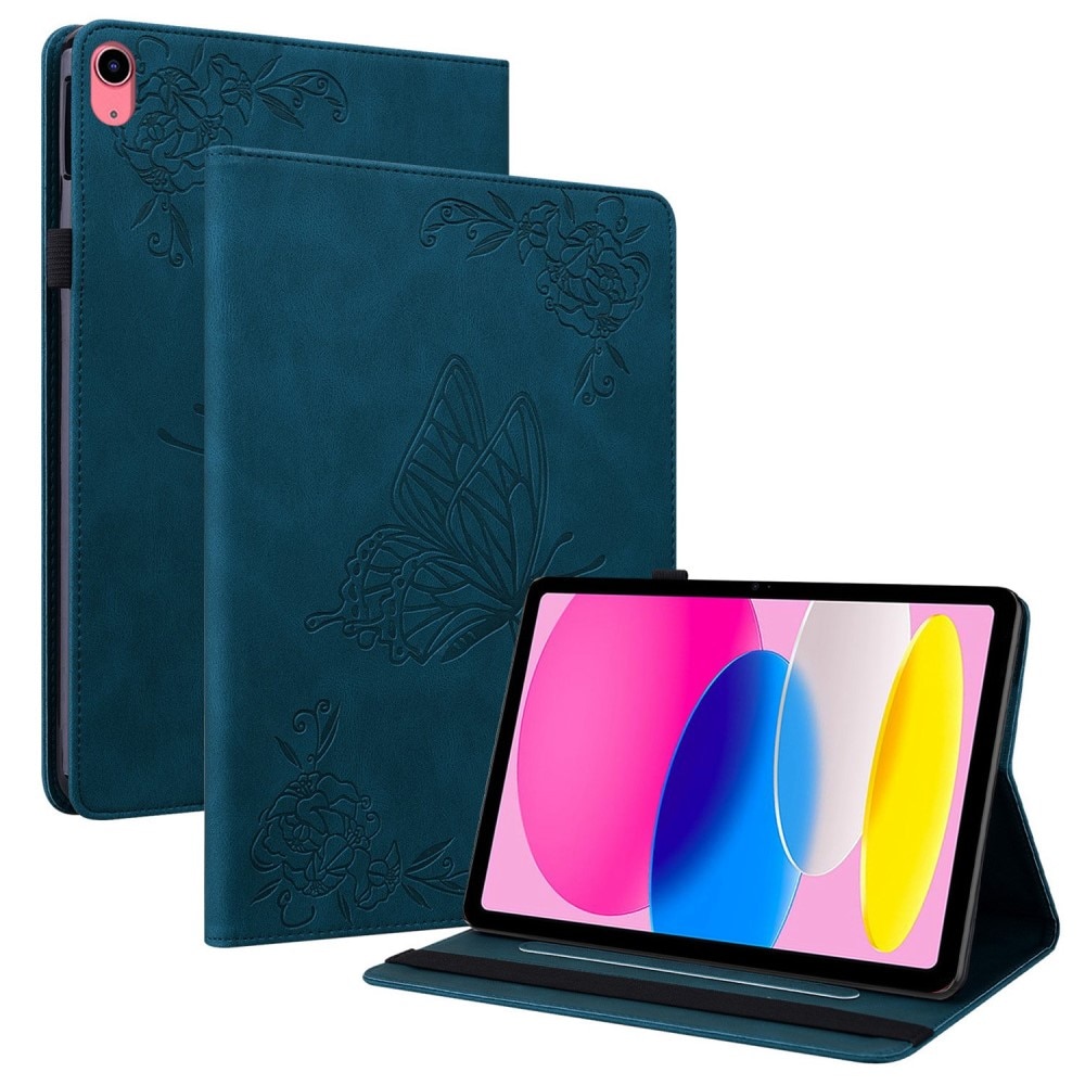 iPad 10.9 2022 (10th gen) Leather Cover Butterflies Blue
