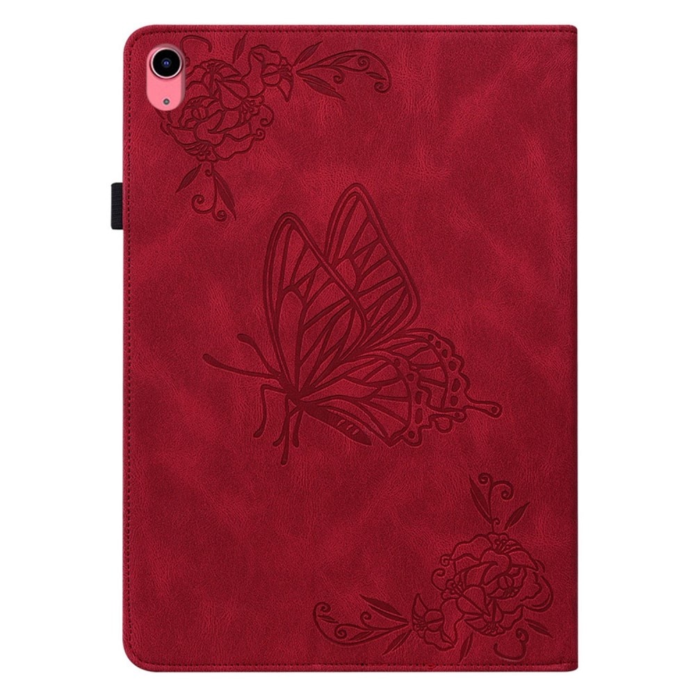 iPad 10.9 10th Gen (2022) Leather Cover Butterflies Red