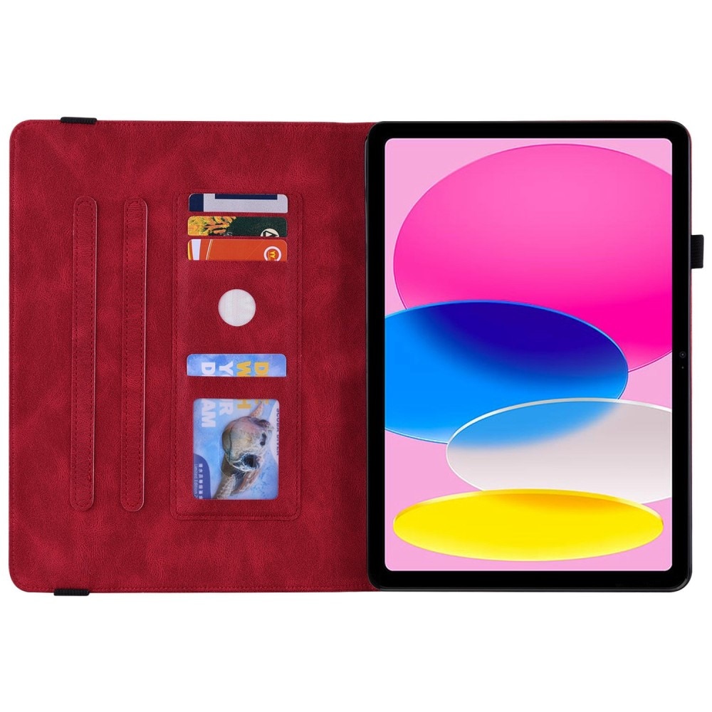 iPad 10.9 10th Gen (2022) Leather Cover Butterflies Red