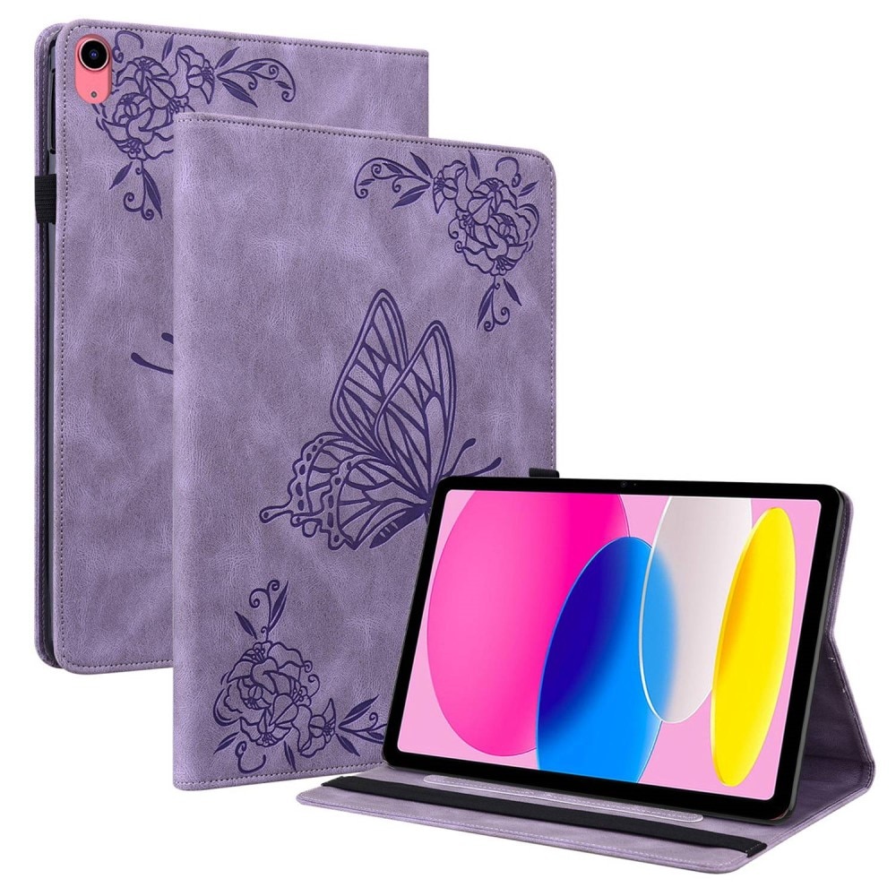 iPad 10.9 2022 (10th gen) Leather Cover Butterflies Purple