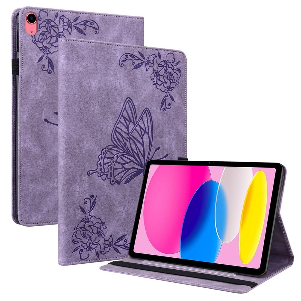 iPad 10.9 10th Gen (2022) Leather Cover Butterflies Purple