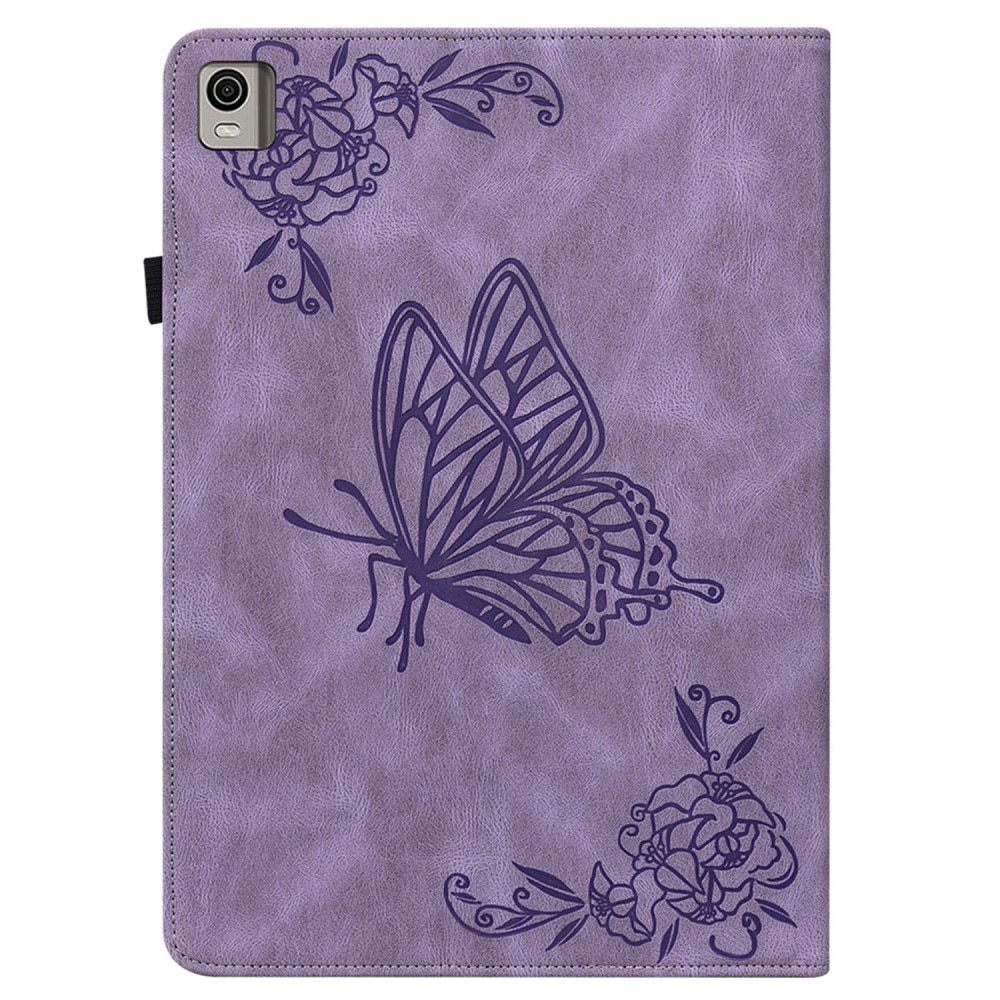 Nokia T21 Leather Cover Butterflies Purple