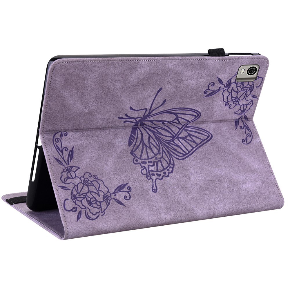 Nokia T21 Leather Cover Butterflies Purple