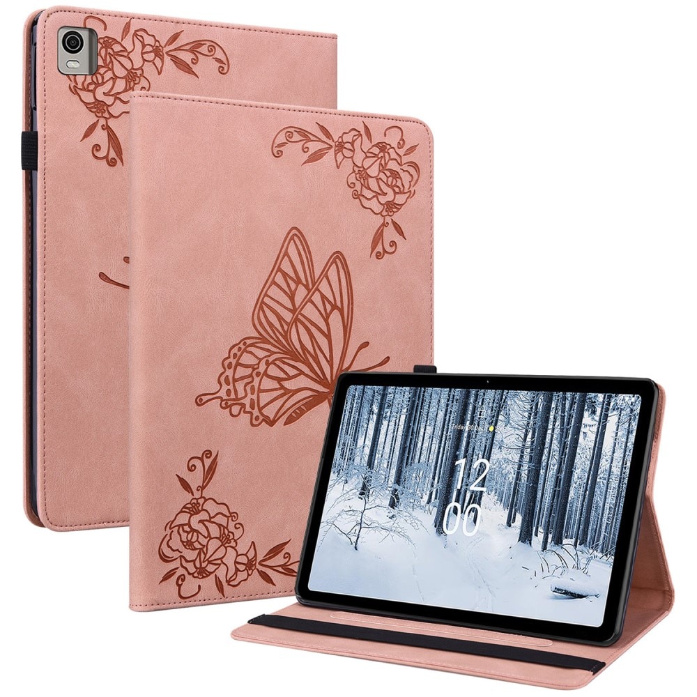 Nokia T21 Leather Cover Butterflies Pink