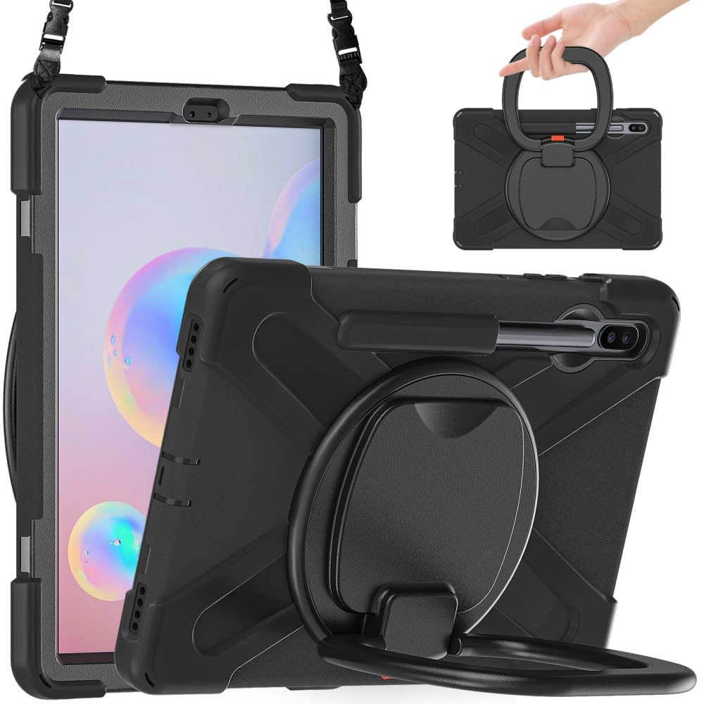 Samsung Galaxy Tab S6 10.5 Kickstand Hybrid Case w. Shoulder Strap Black