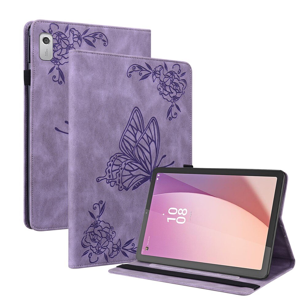 Lenovo Tab M9 Leather Cover Butterflies Purple