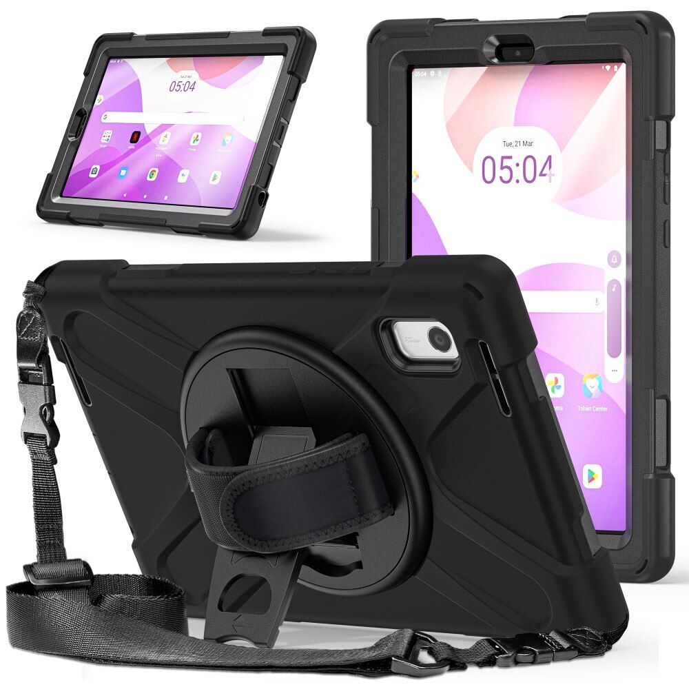 Lenovo Tab M9 Shockproof Hybrid Case w. Shoulder Strap Black