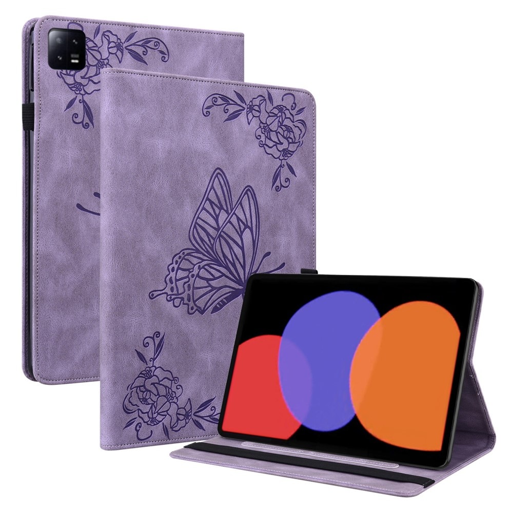 Xiaomi Pad 6 Leather Cover Butterflies Purple