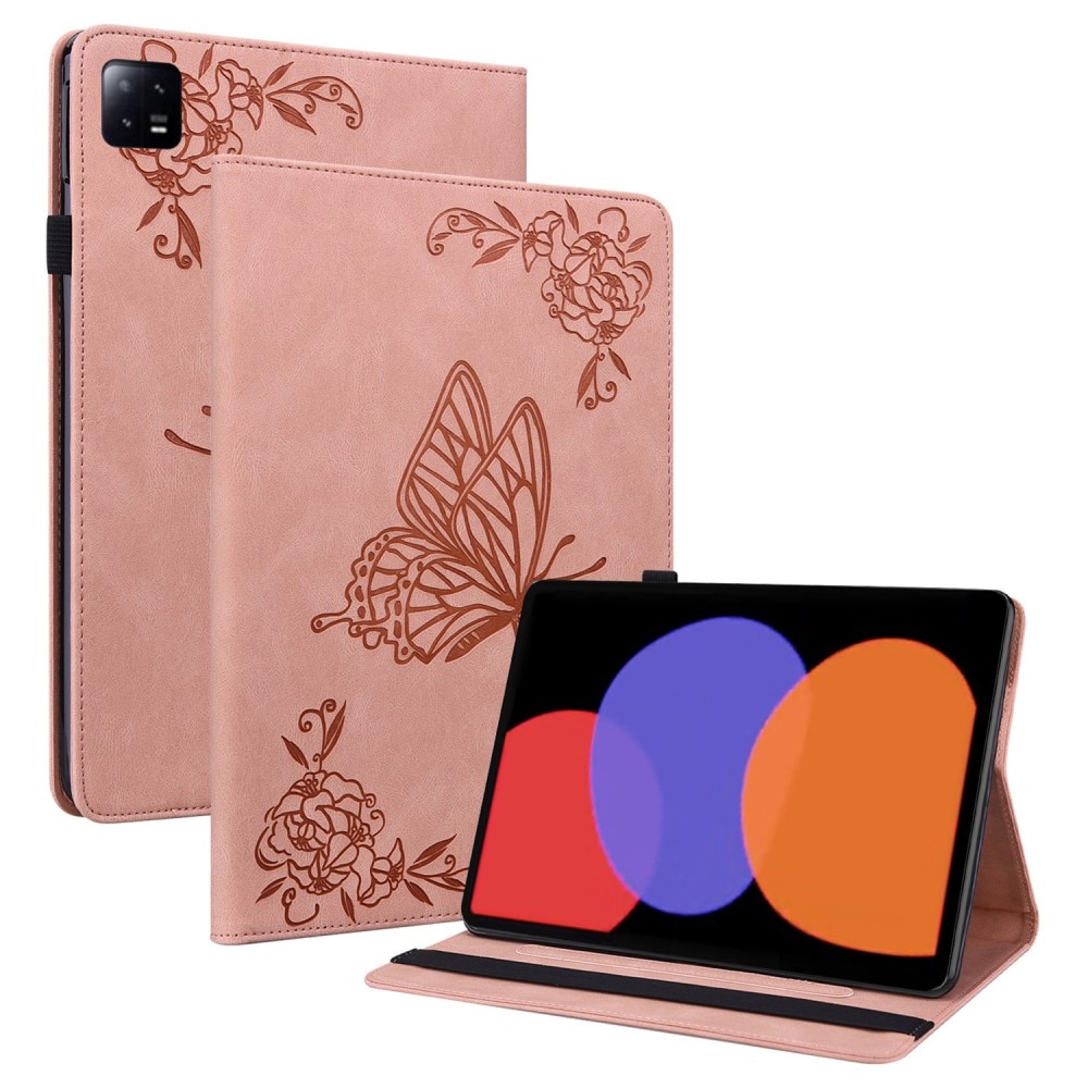 Xiaomi Pad 6 Pro Leather Cover Butterflies Pink