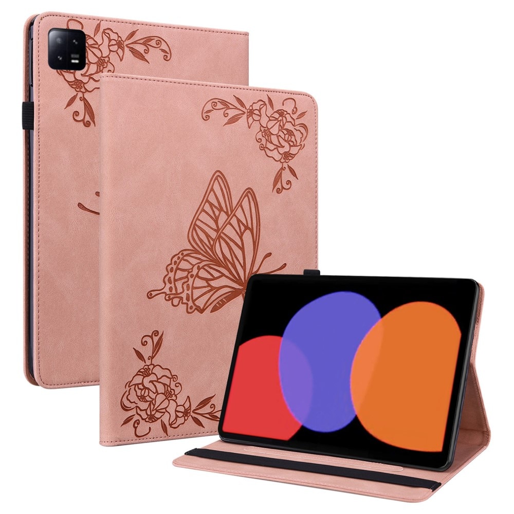 Xiaomi Pad 6 Leather Cover Butterflies Pink