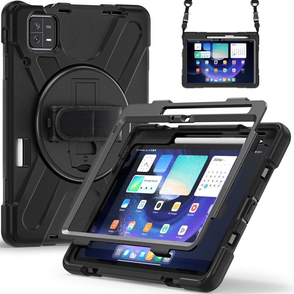 Xiaomi Pad 6 Shockproof Hybrid Case w. Shoulder Strap Black