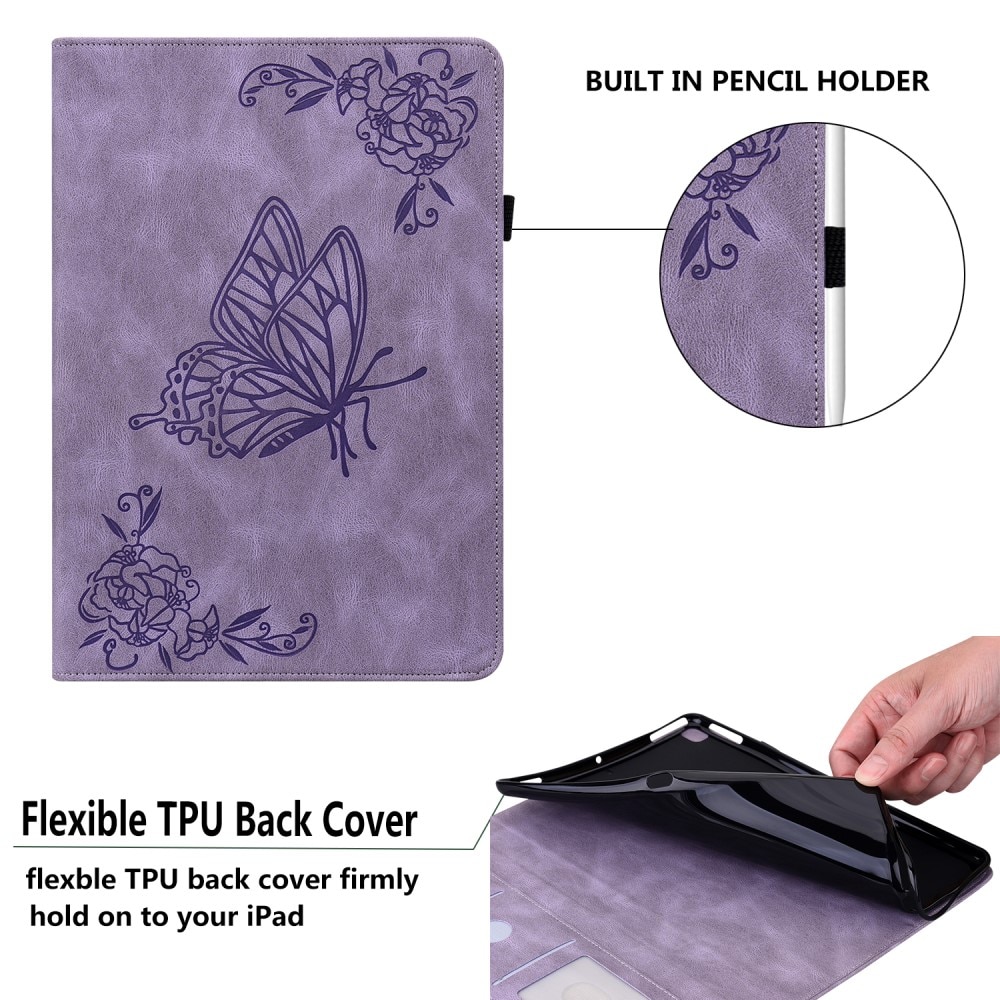 Samsung Galaxy Tab S7 FE Leather Cover Butterflies Purple