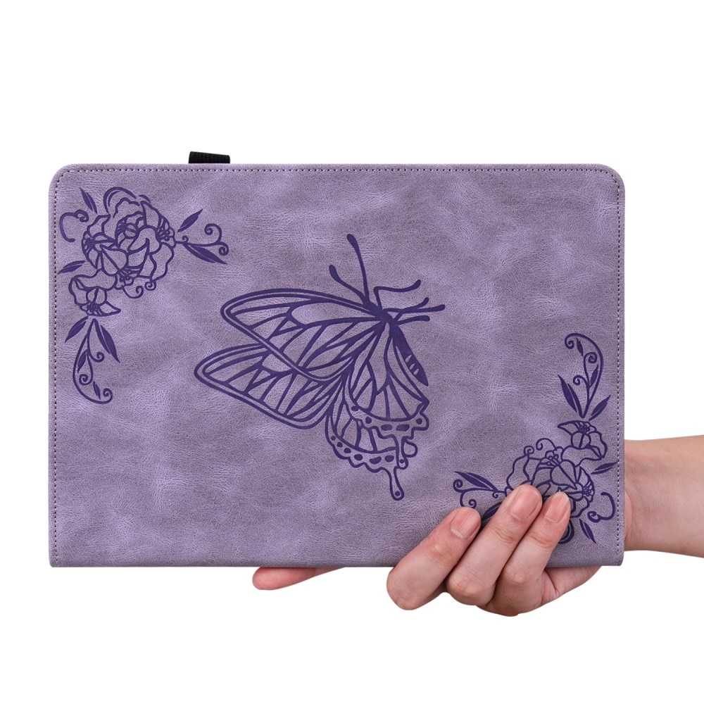 Samsung Galaxy Tab S9 FE Plus Leather Cover Butterflies Purple
