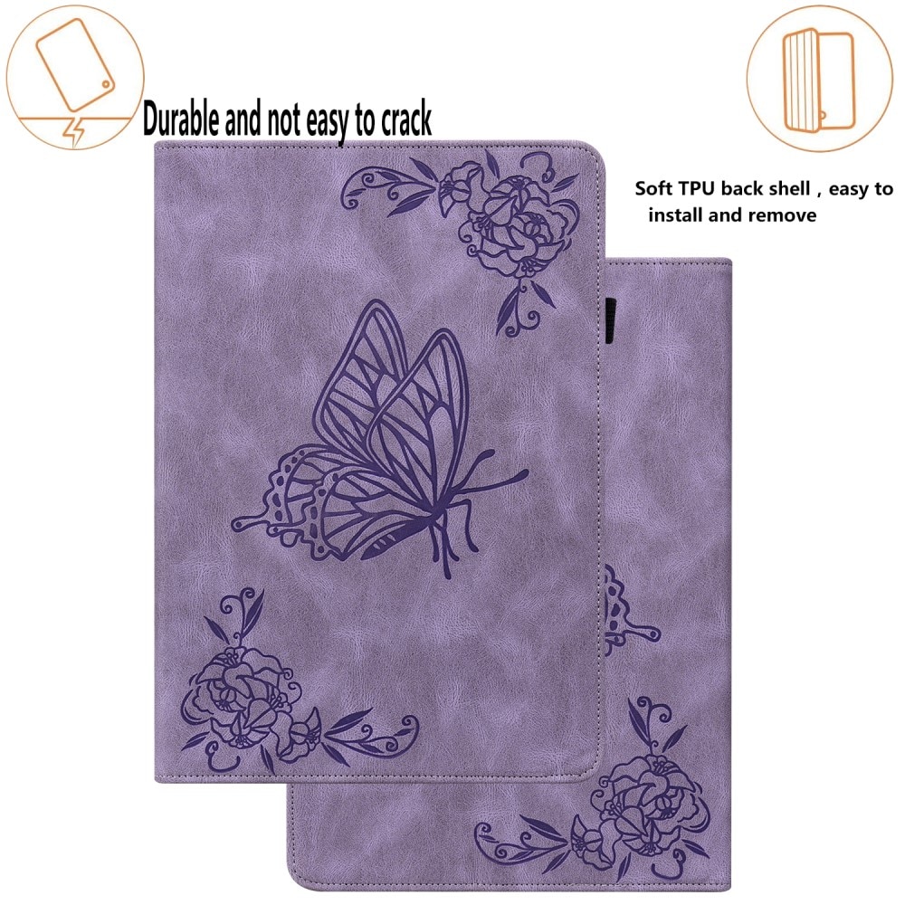 Samsung Galaxy Tab S9 FE Leather Cover Butterflies Purple