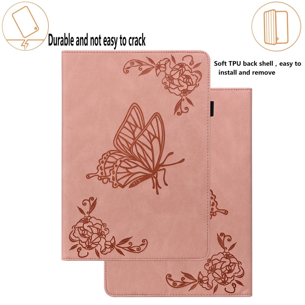 Samsung Galaxy Tab S9 FE Leather Cover Butterflies Pink