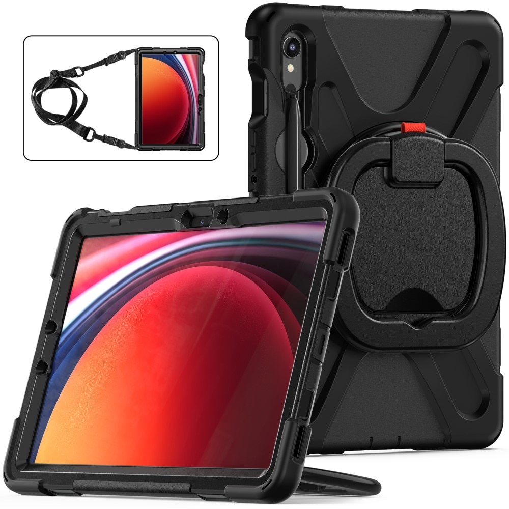 Samsung Galaxy Tab S7 Kickstand Hybrid Case w. Shoulder Strap Black