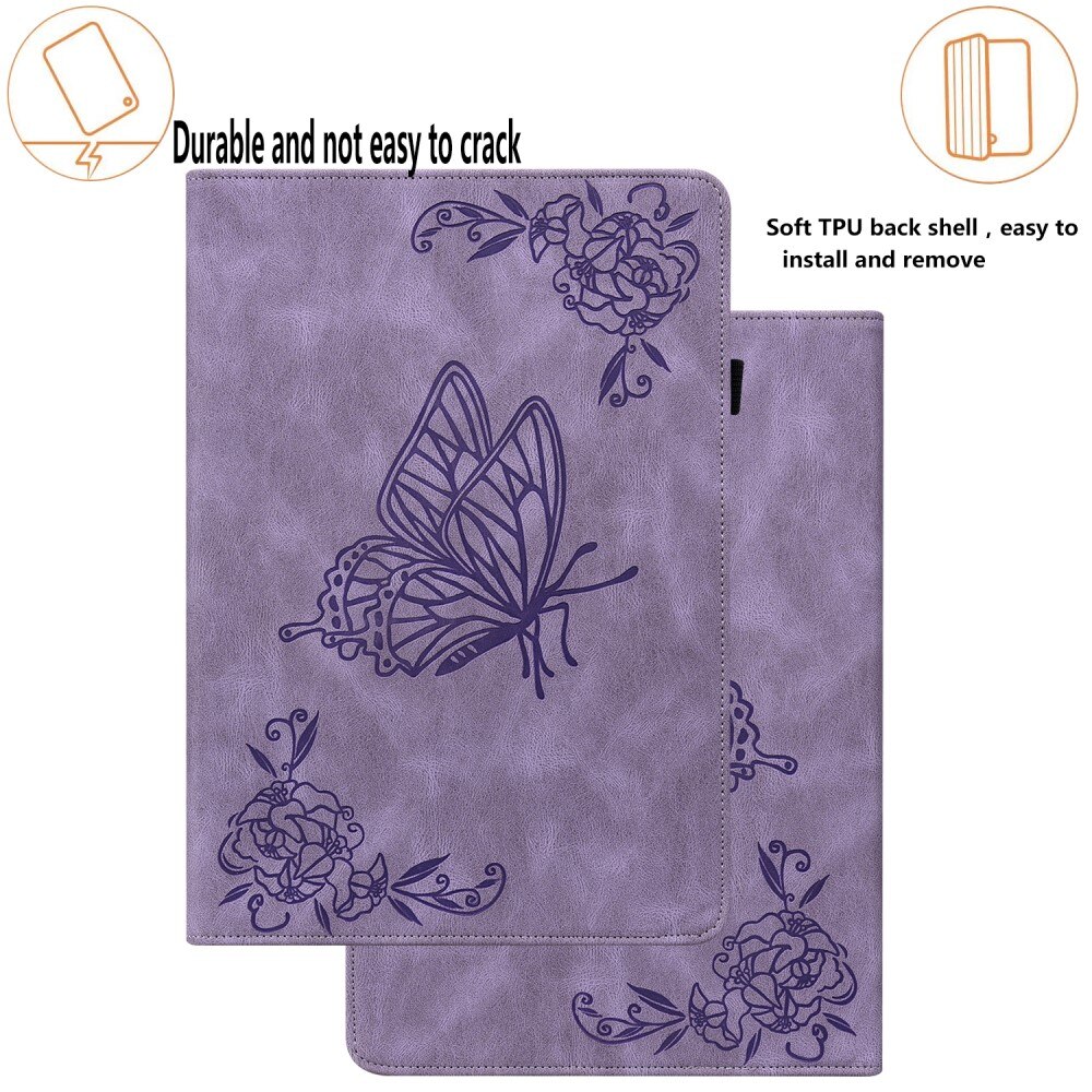 Samsung Galaxy Tab A9 Plus Leather Cover Butterflies Purple