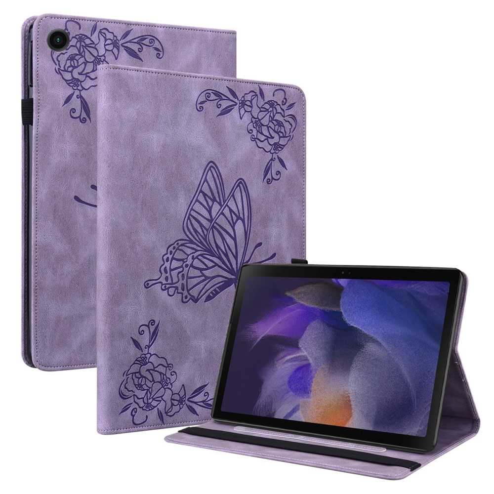 Samsung Galaxy Tab A9 Leather Cover Butterflies Purple