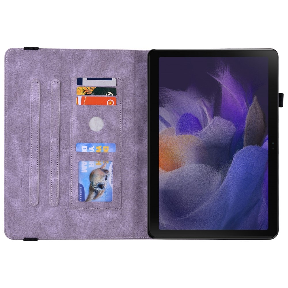 Samsung Galaxy Tab A9 Leather Cover Butterflies Purple