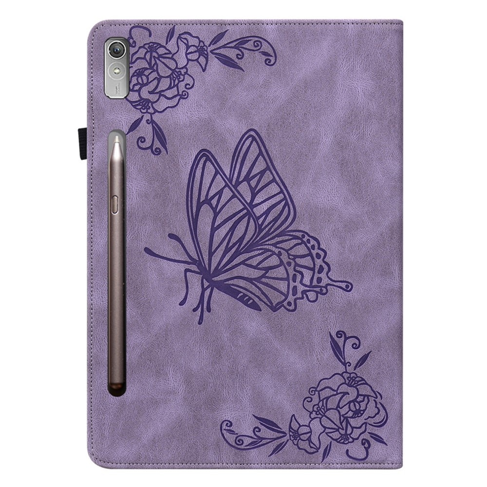 Lenovo Tab P12 Leather Cover Butterflies Purple
