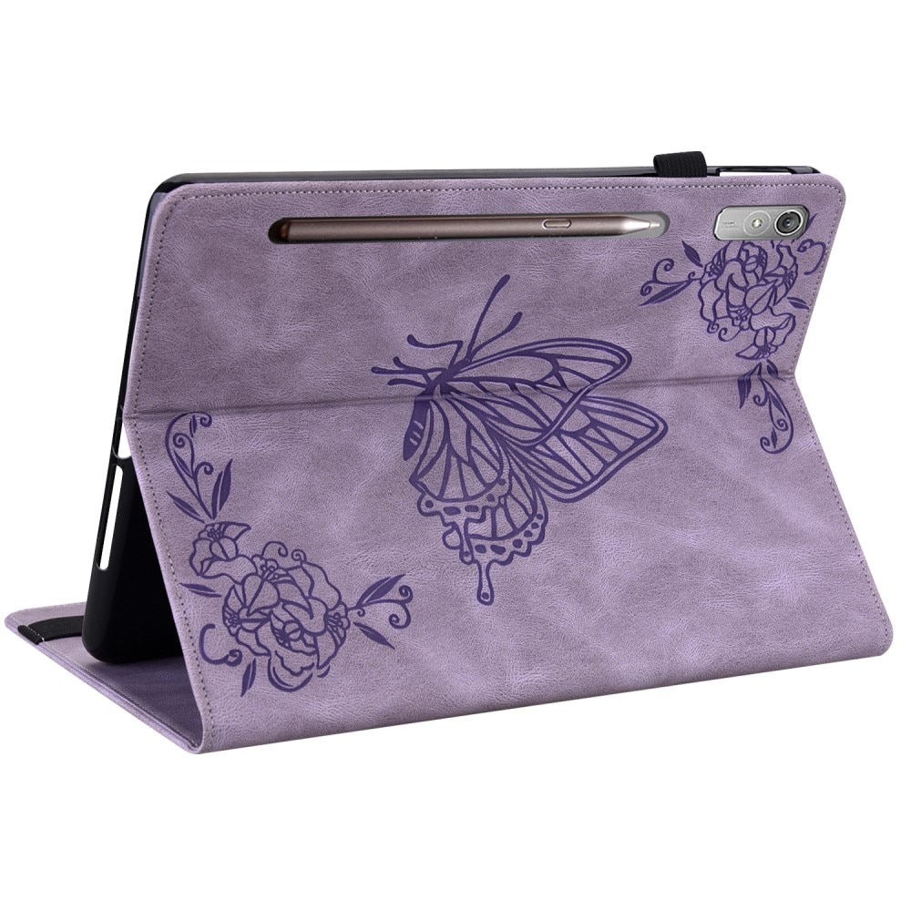 Lenovo Tab P12 Leather Cover Butterflies Purple