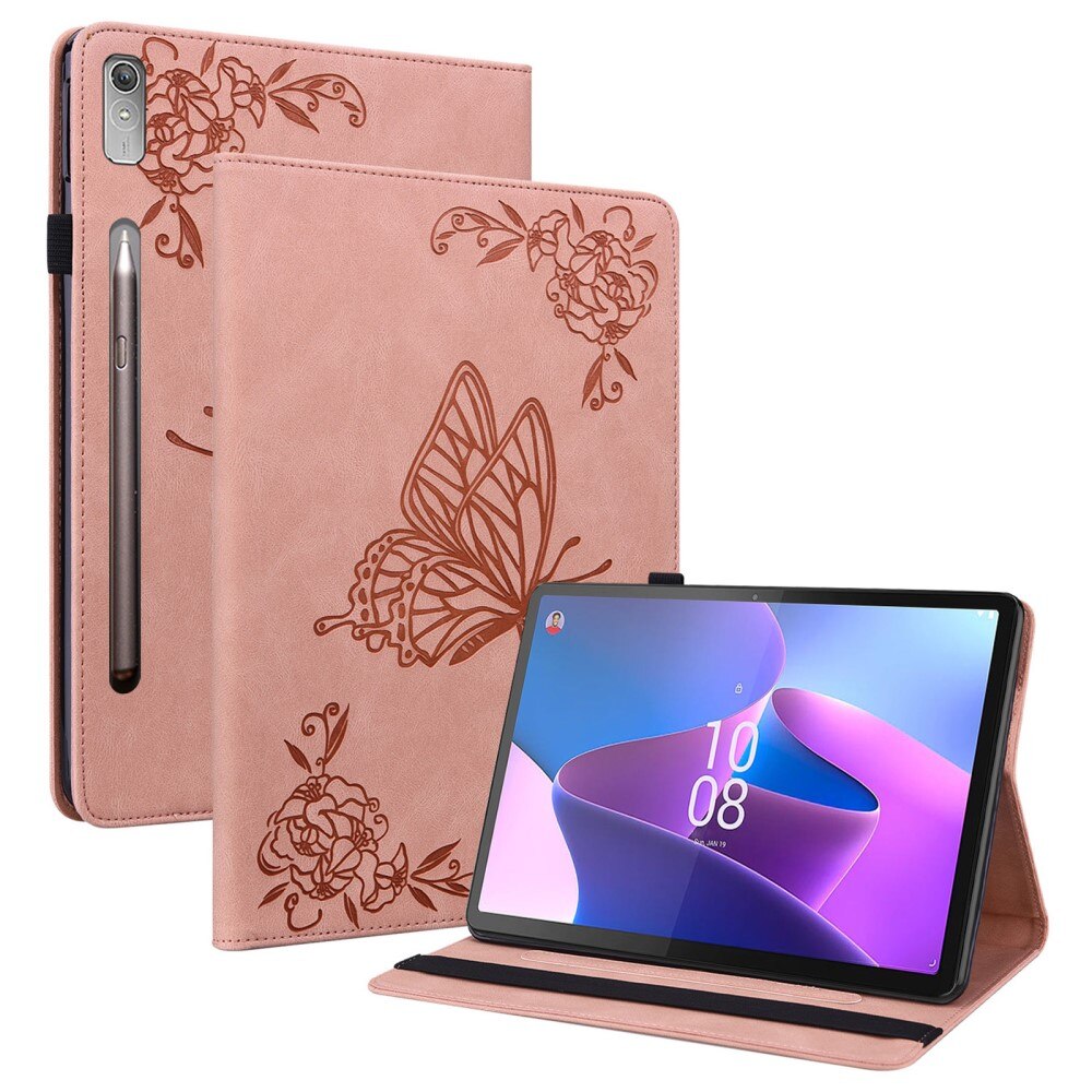 Lenovo Tab P12 Leather Cover Butterflies Pink