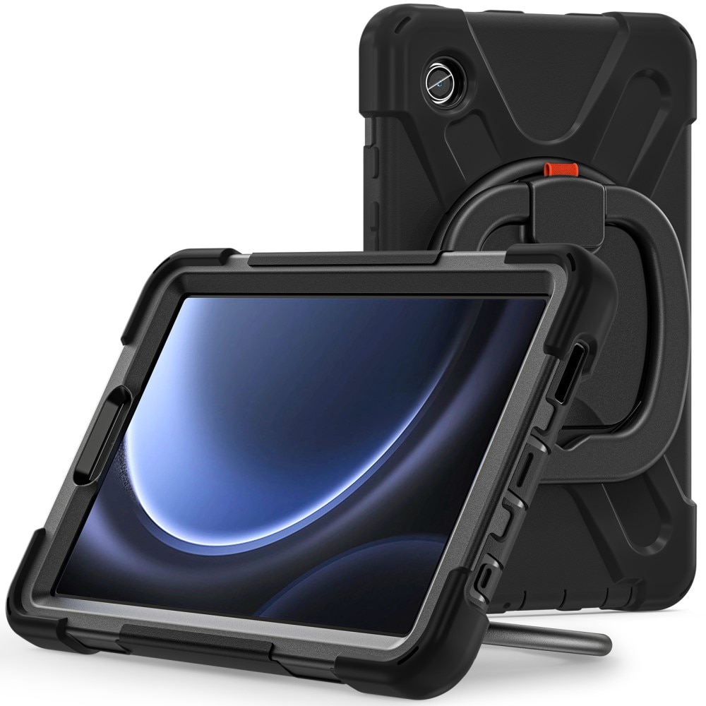 Samsung Galaxy Tab A9 Kickstand Hybrid Case w. Shoulder Strap Black