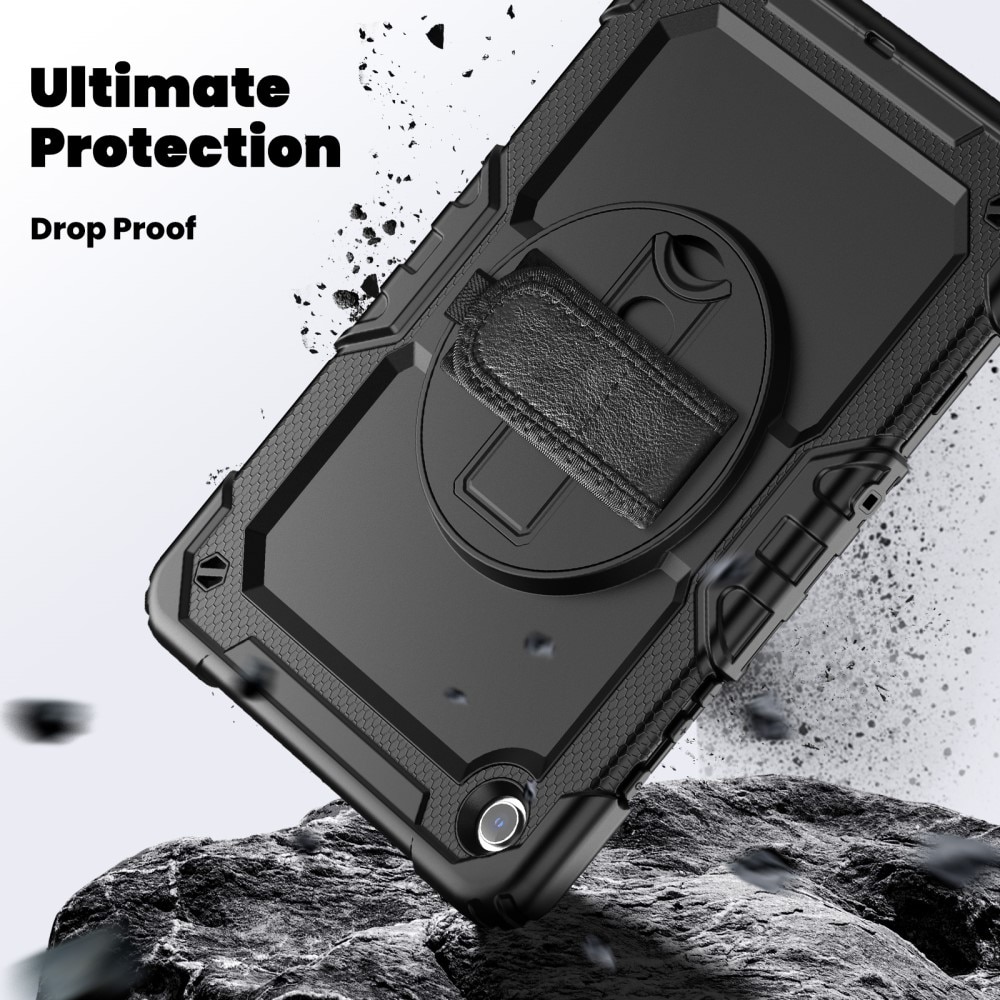Samsung Galaxy Tab A9 Plus Shockproof Full Protection Hybrid Case w. Shoulder Strap Black
