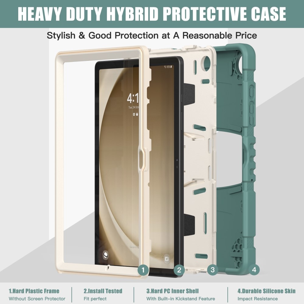 Samsung Galaxy Tab A9 Plus Shockproof Hybrid Case Kickstand Green