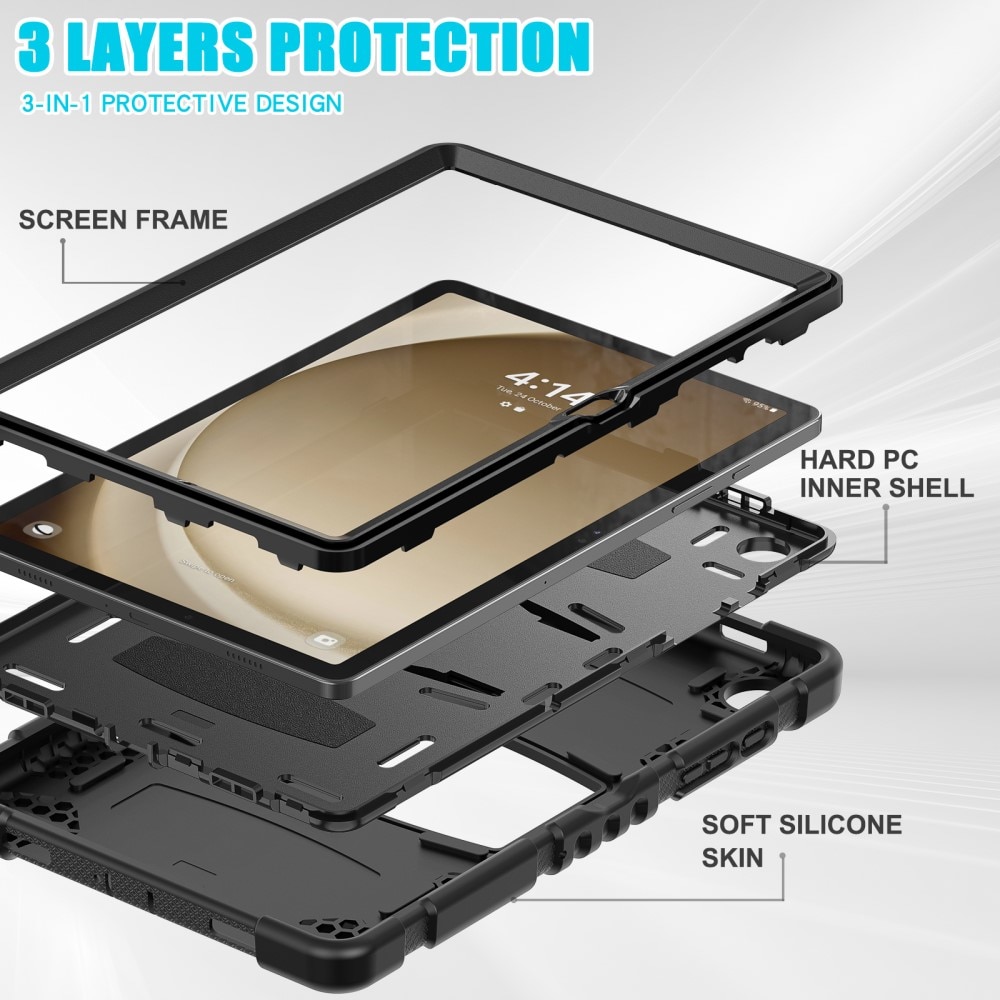 Samsung Galaxy Tab A9 Plus Shockproof Hybrid Case Kickstand Black