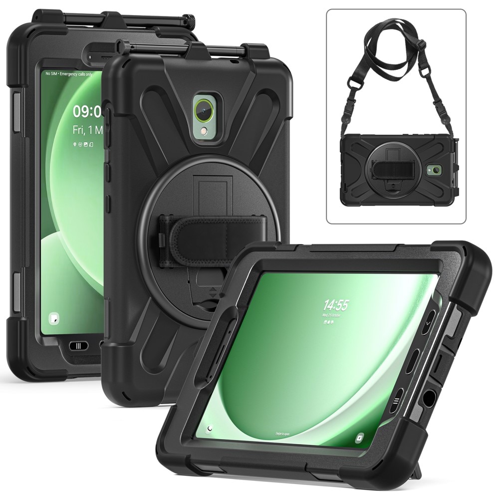 Samsung Galaxy Tab Active5 Shockproof Hybrid Case w. Shoulder Strap Black