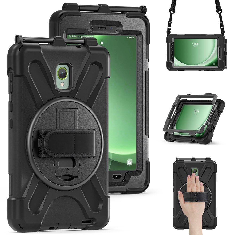 Samsung Galaxy Tab Active5 Shockproof Hybrid Case w. Shoulder Strap Black