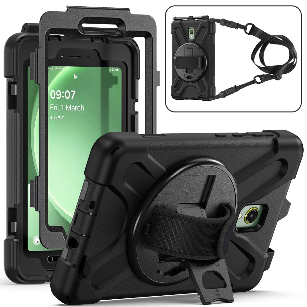 Samsung Galaxy Tab Active5 Shockproof Hybrid Case w. Shoulder Strap Black