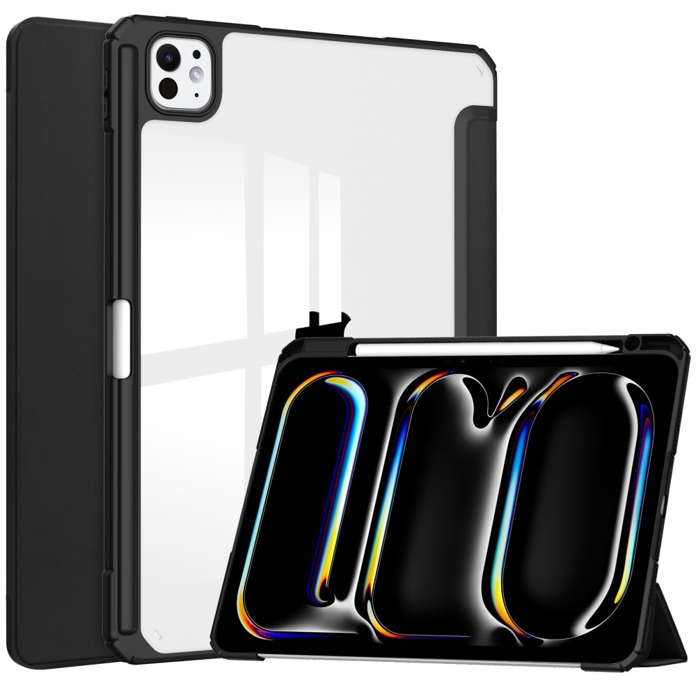 Apple iPad Pro 11 5th Gen (2024) Tri-Fold Cover w. Pen-holder Black/Transparent