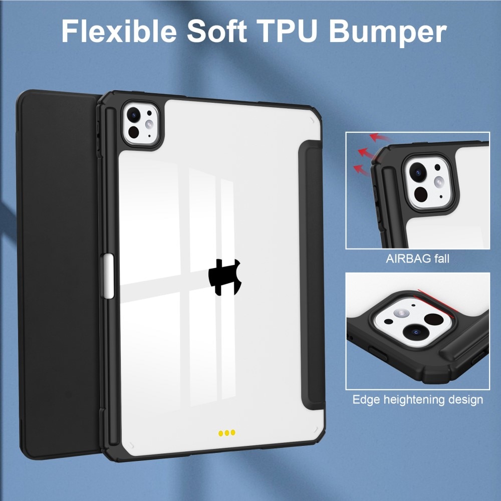 Apple iPad Pro 11 5th Gen (2024) Tri-Fold Cover w. Pen-holder Black/Transparent