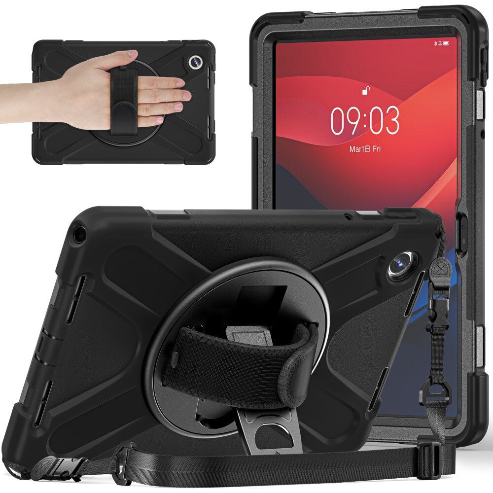 Lenovo Tab M11 Shockproof Hybrid Case w. Shoulder Strap Black