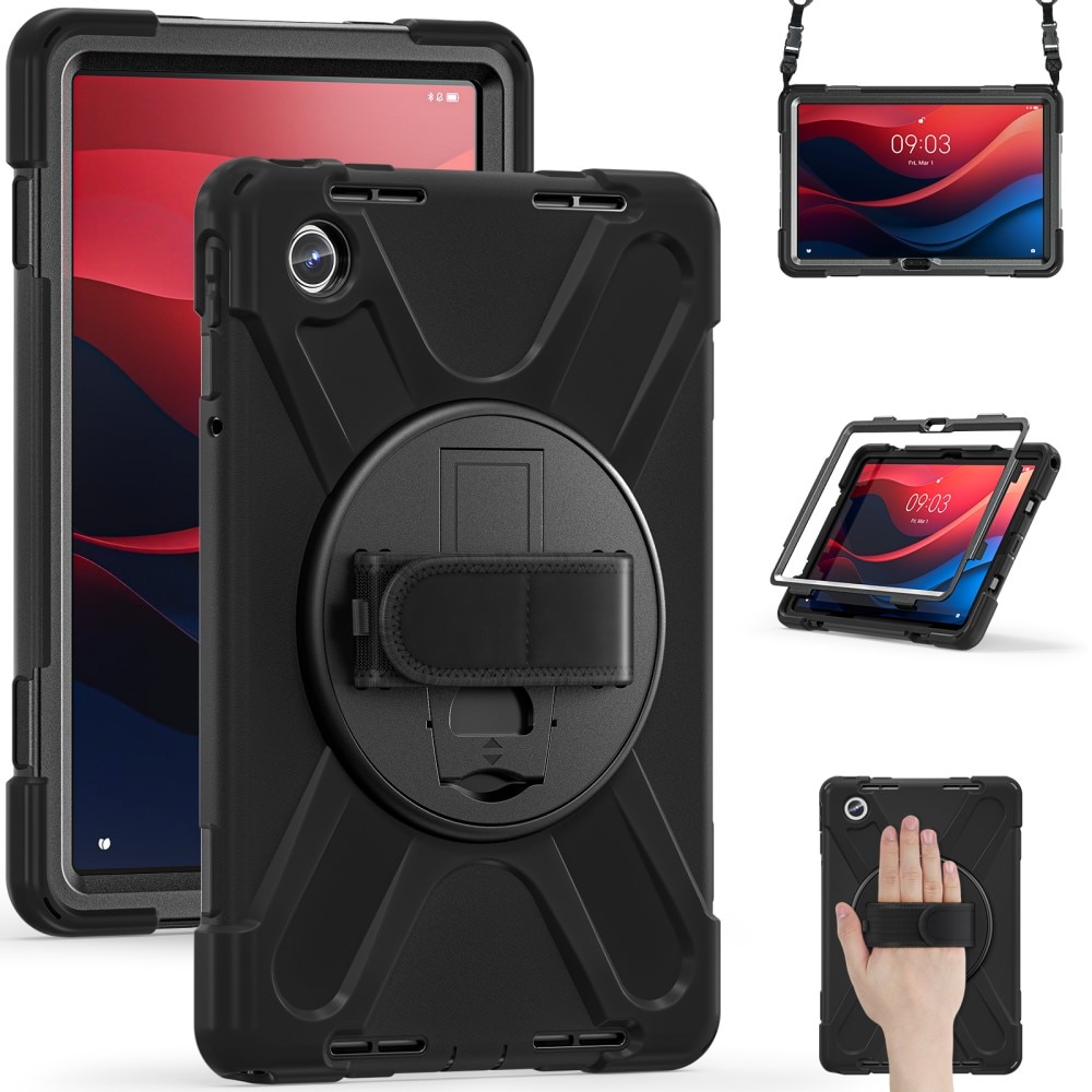 Lenovo Tab M11 Shockproof Hybrid Case w. Shoulder Strap Black