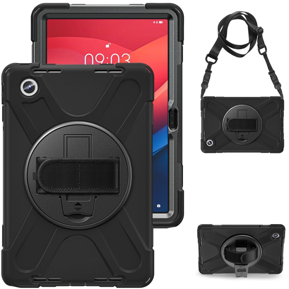 Lenovo Tab M11 Shockproof Hybrid Case w. Shoulder Strap Black