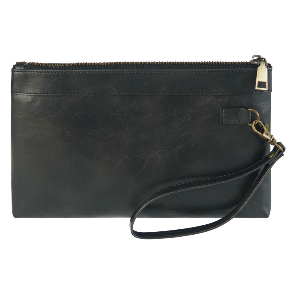 Leather Clutch Wristlet Bag Black