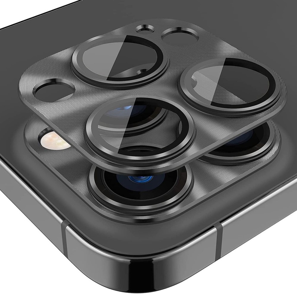 iPhone 14 Pro/14 Pro Max Camera Protector Tempered Glass Aluminium Black