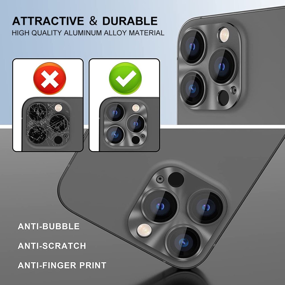 iPhone 14 Pro Max Camera Protector Tempered Glass Aluminium Black